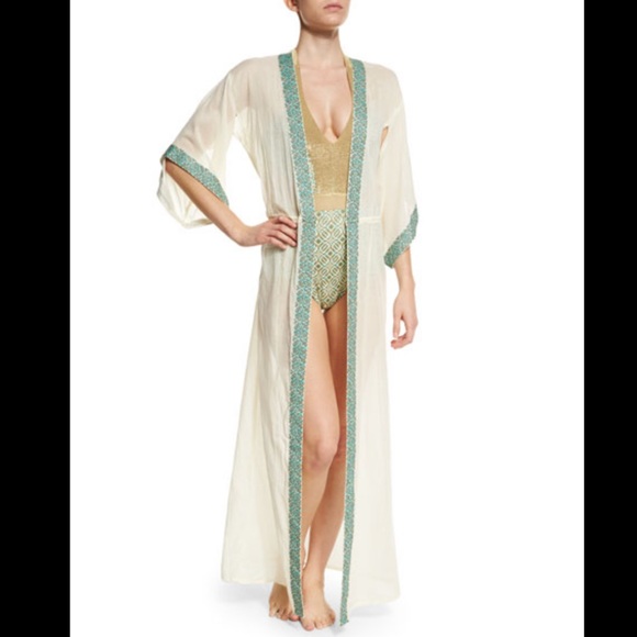 Ondademar Geoskin Drawstring Long Kimono Coverup - Picture 3 of 6